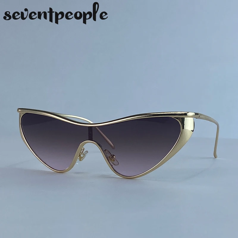 Sexy Cat-Eye Y2K Punk Sonnenbrille für Damen 2026 – Luxuriöse Trendige Steampunk Shield Sonnenbrille mit Vintage-Metallrahmen – Detail 2