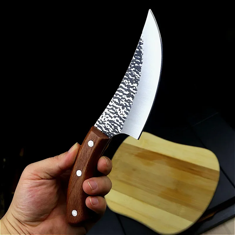 Sharp tang kitchen knife hand-forged high carbon composite steel kitchen knife meat cleaver meat cleaver Boning knife+Knife oil