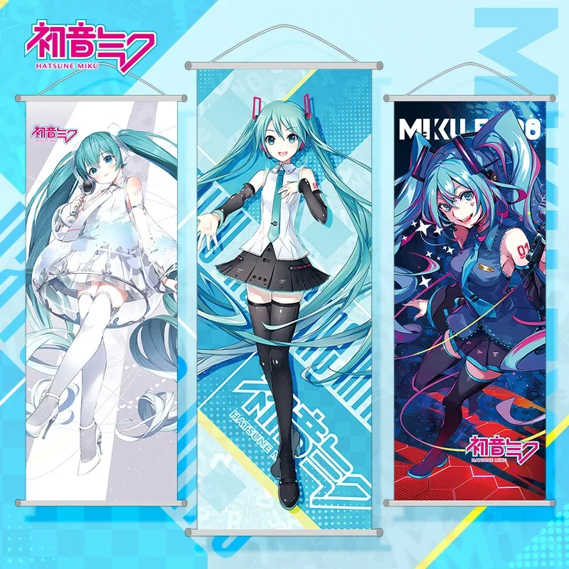 

MINISO Hatsune Miku New HangingPainting Poster Mural Scroll Flannel Waterproof Anime Peripheral Children's House Decoration25*70