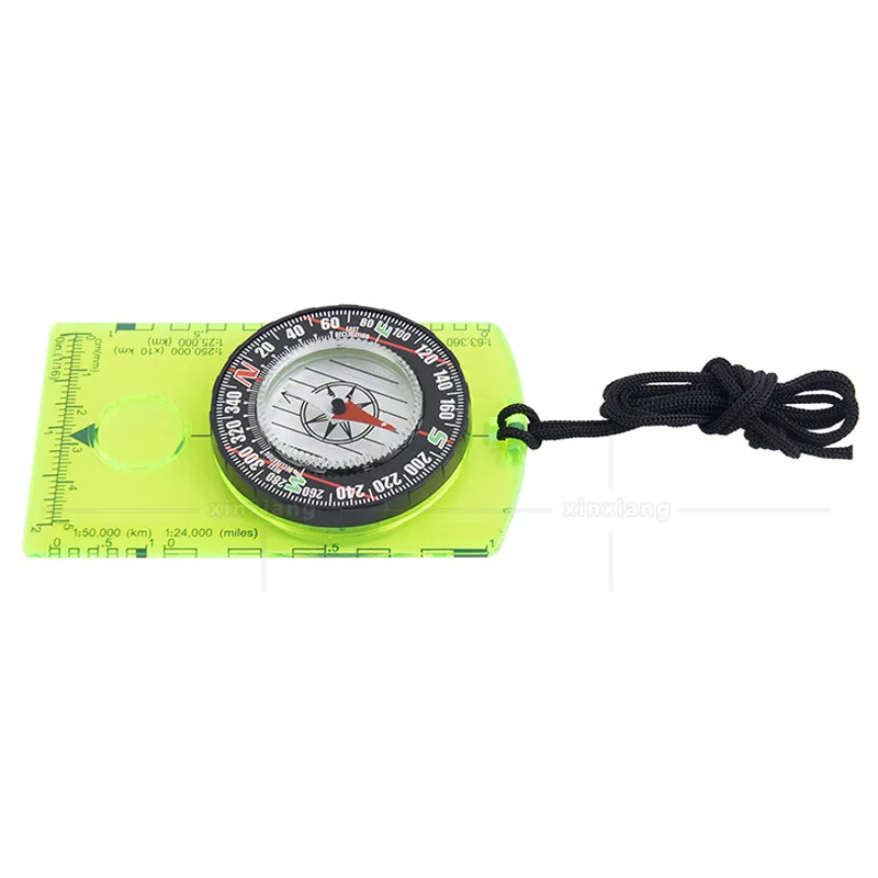 New MultiOutdoor Mountaineering Acrylic Mini Scale North Arrow Portable Map Rope Educational Compass for Children