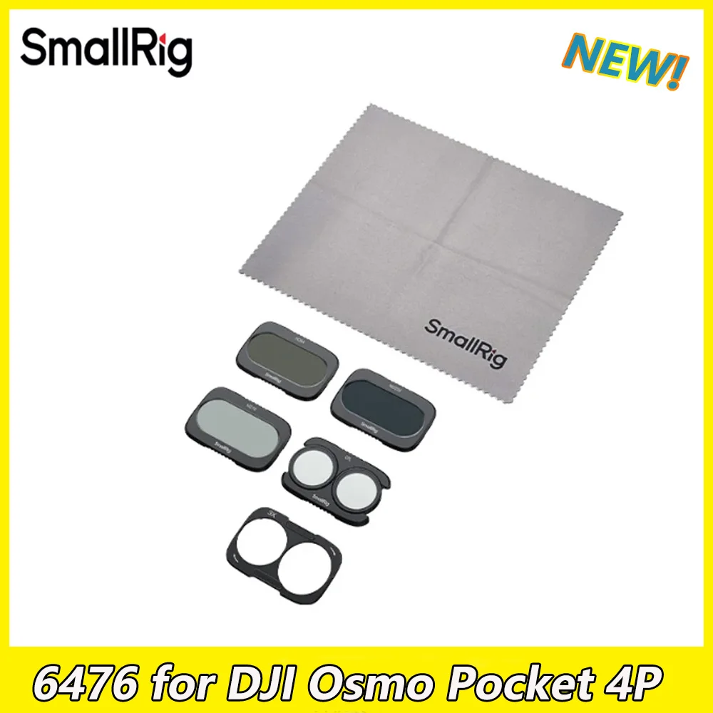 SmallRig 6658 Stackable Split Filter Kit ND16 ND64 ND256 CPL & 1/4 Black Diffusion Lens Filters 6476 6477 for DJI Osmo Pocket 4P