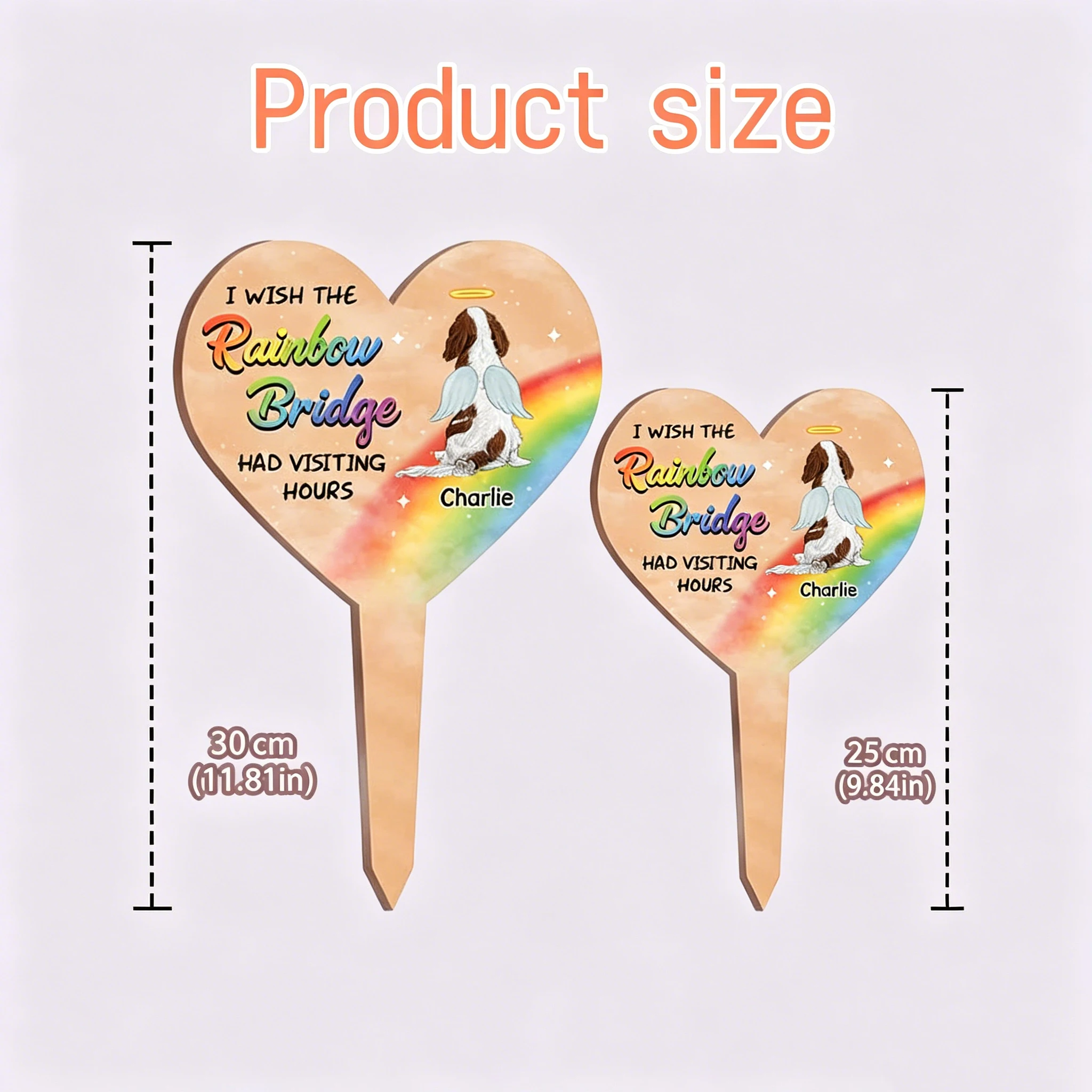 1pc Personalized Custom Acrylic Garden Stake,Pet Memorial,Heart-Shaped Rainbow Bridge Design,Sympathy Gift ,Outdoor Grave