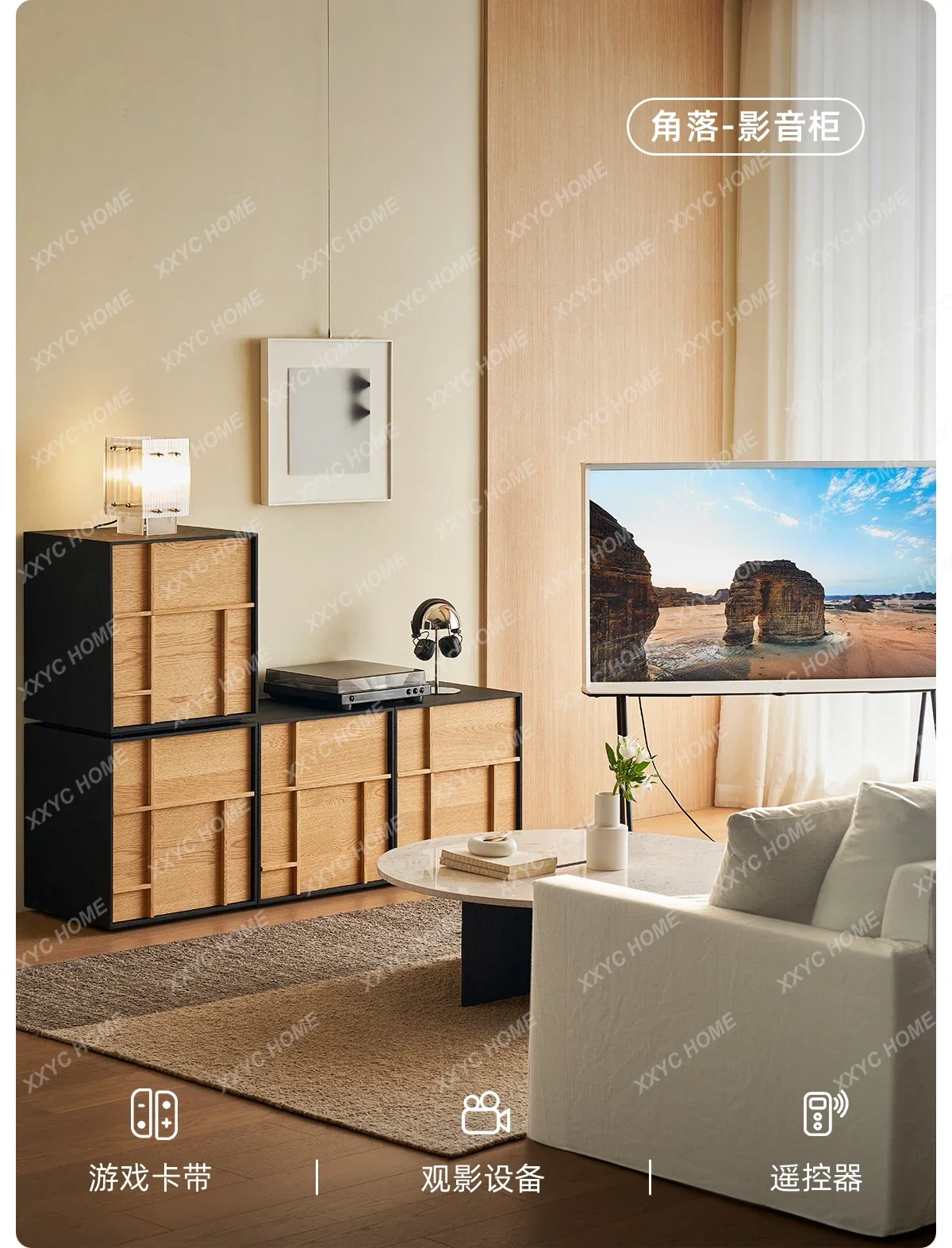 

X Combination Cabinet Walnut Retro Small Apartment Storage Living Room Solid Wood TV Side Cabinet