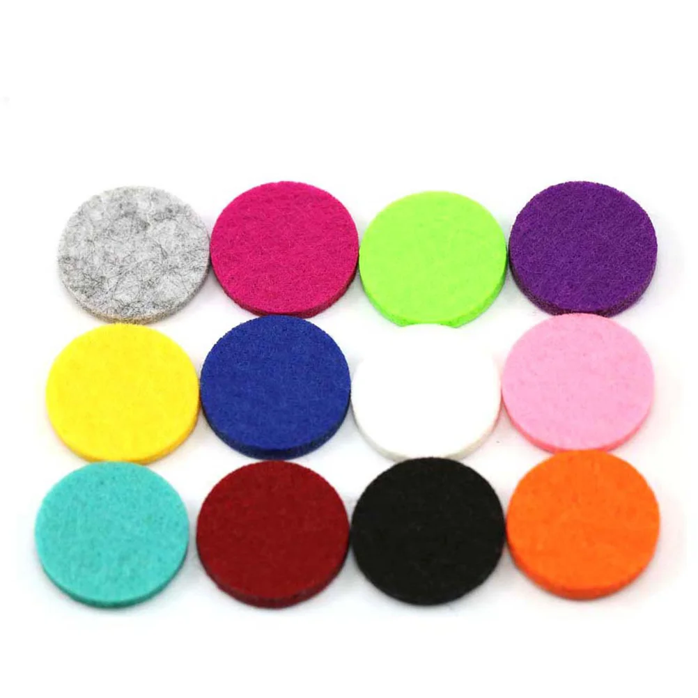 

100 Pcs 175mm Replacement Felt Pads for 25mm Essential Oil Diffuser Locket Pendant Necklace(Mixed 10 Colors)