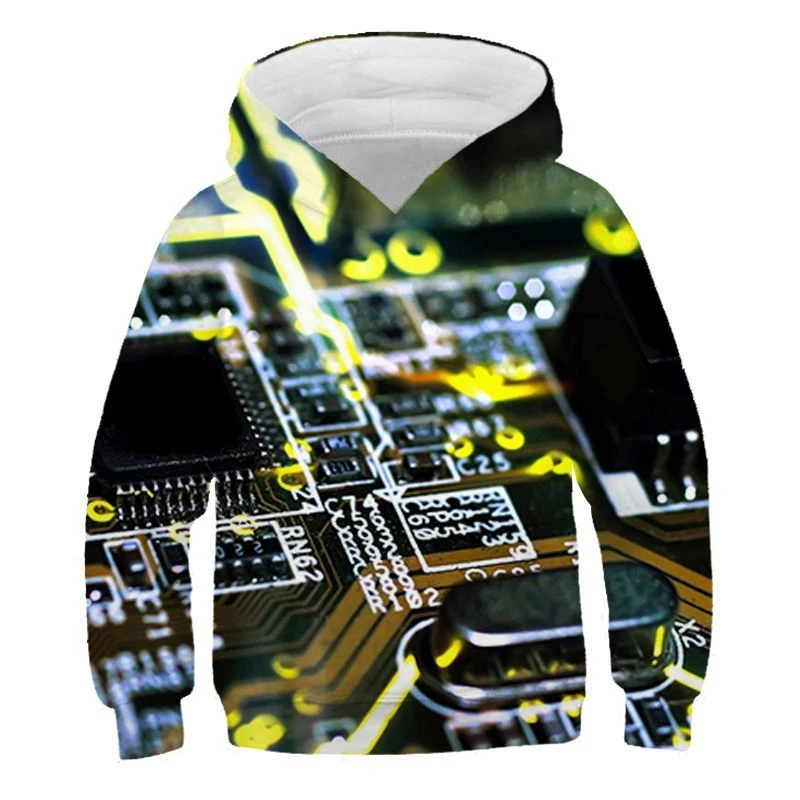 Creative Electronic Chip 3D Printing Hip Hop Men's Hoodies Harajuku Fashion Men's And Women's Party Sweatshirt Oversized Hoodie