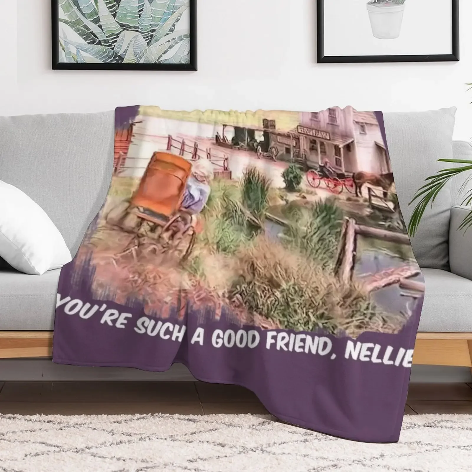 You're Such a Good Friend Nellie Little House Scene White Title Throw Blanket Thin Bed linens manga halloween Blankets