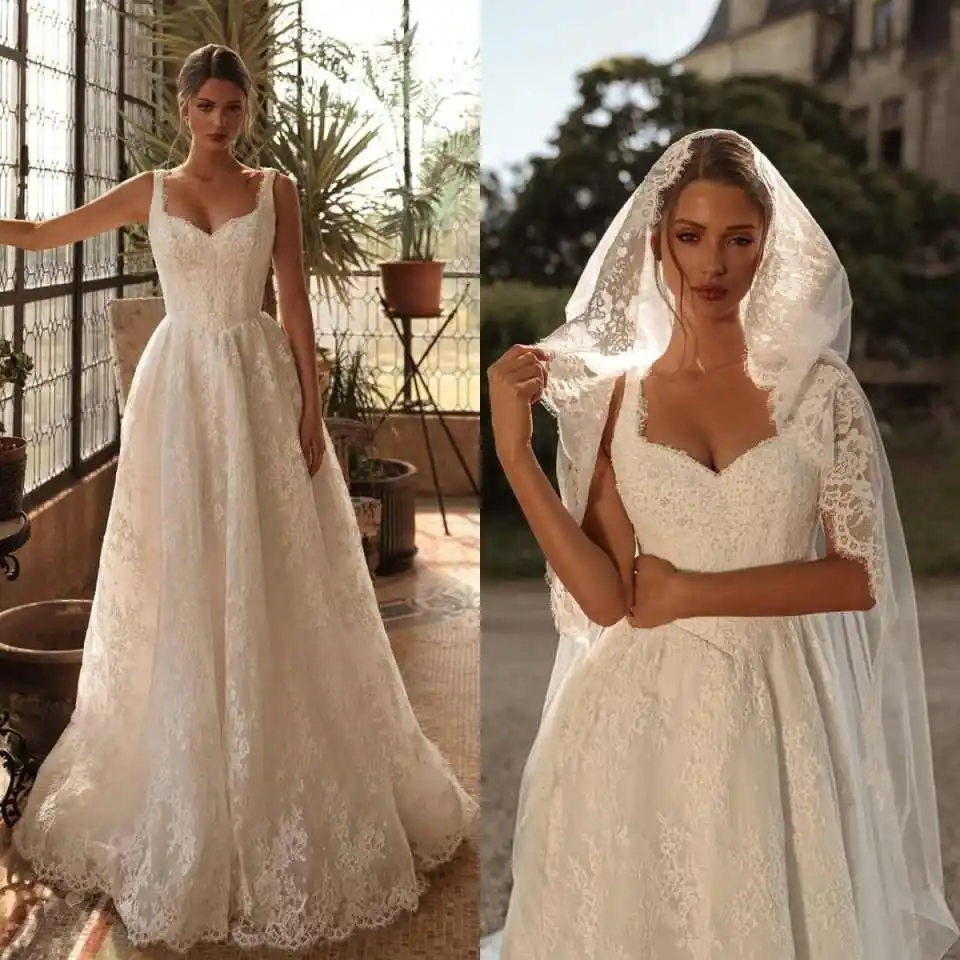 

Luxury A-Line Wedding Dress With Spaghetti Strap Lace Bridal Gowns Formal Occasion Big Size Vestidos De Novia Customized