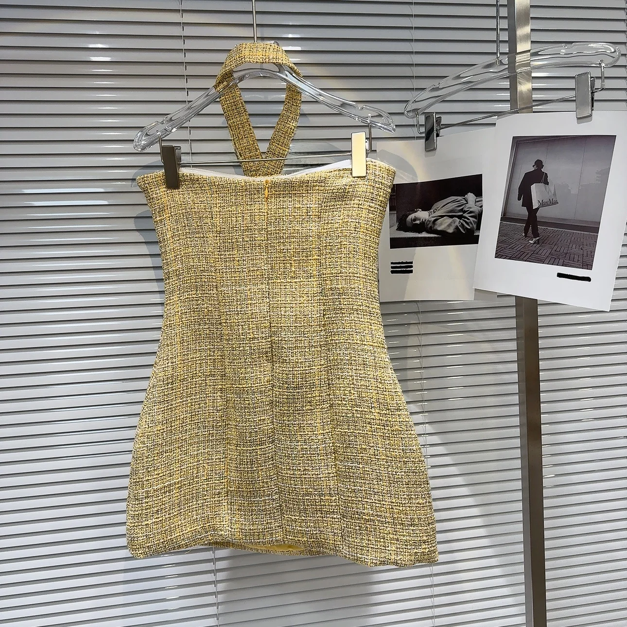 2026年春 花柄タイネック チュール風ツイード バストアップブラ レディースファッション アイコン Hライン スリム 通勤 ポリエステル生地