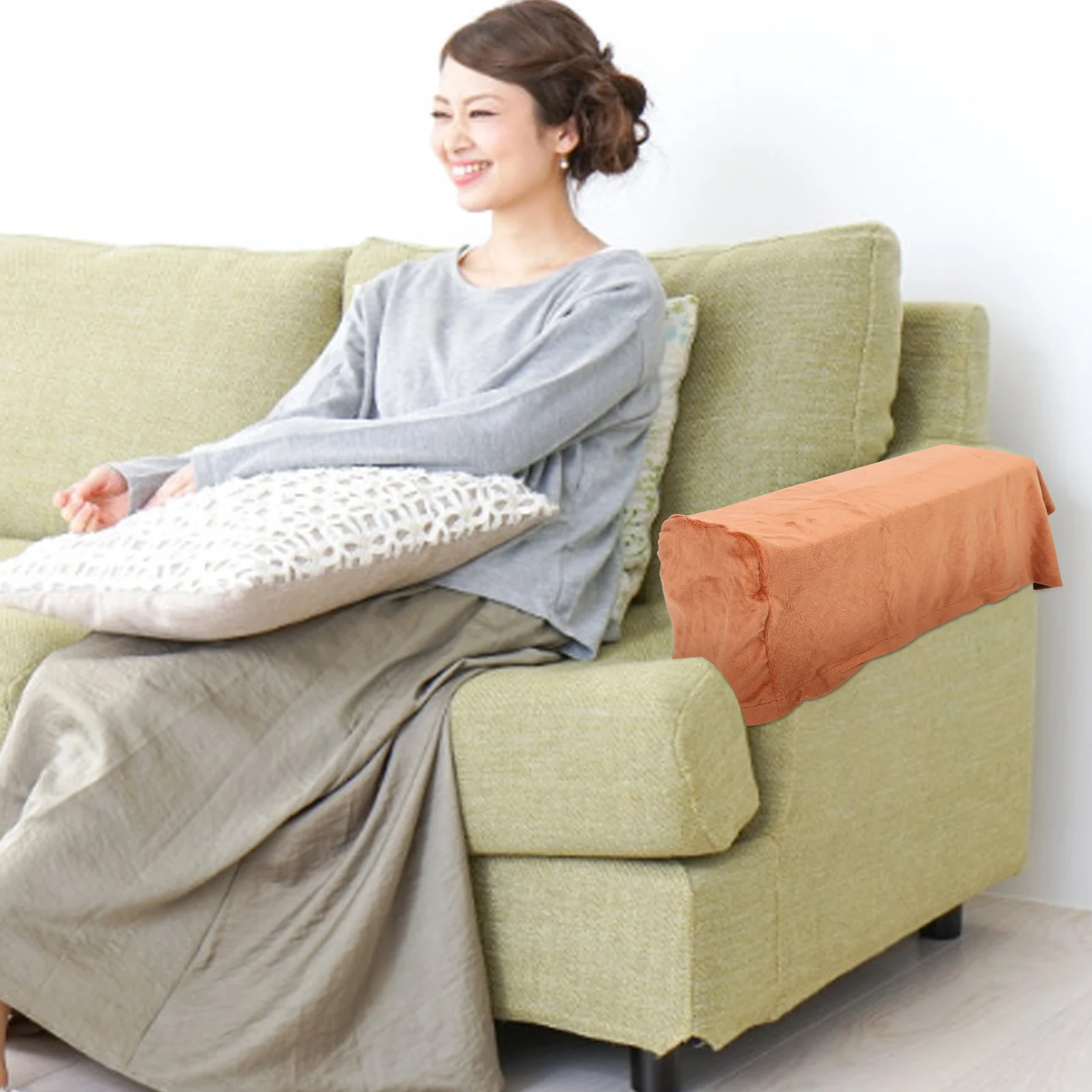 

2Pcs Universal Sofa Armrest Cover Elastic Protective Camel Color Comfortable Armrest Protective Cloth for Sofa