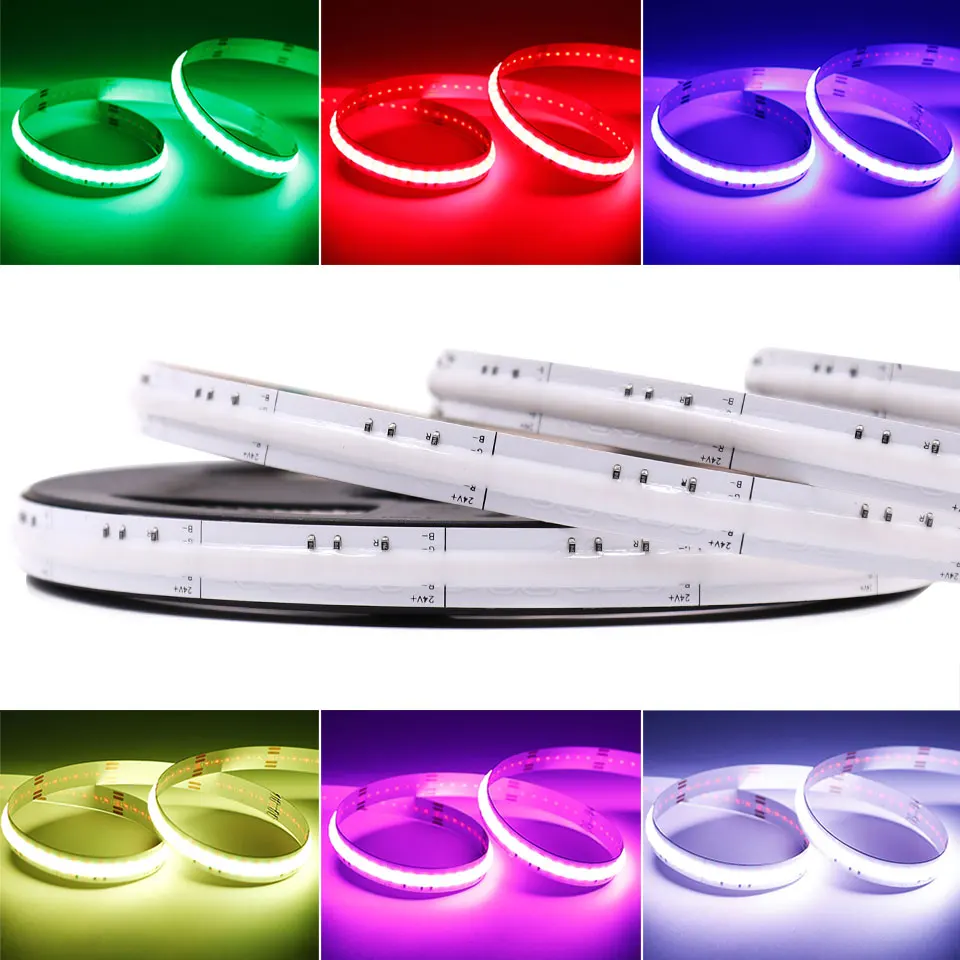 12V 24V RGBCCT RGBW RGB COB LED Strip Light 576 768 840 LEDs/m flessibile Dotless colorato FOB LED Tape Light Bar per la decorazione domestica