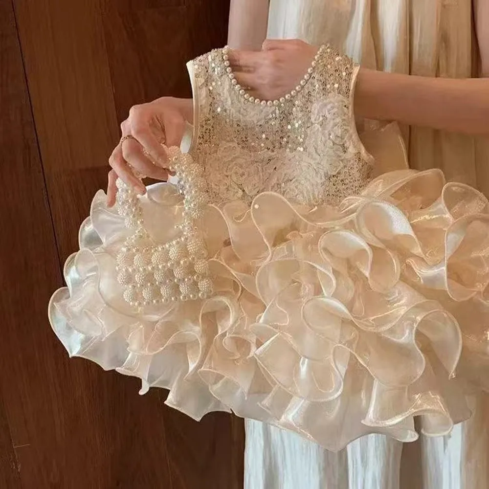 

Kids Girls' Summer Dress Princess Dress New Style Children's Western-style Vest Dress Baby One Year Old Dress 80-140CM
