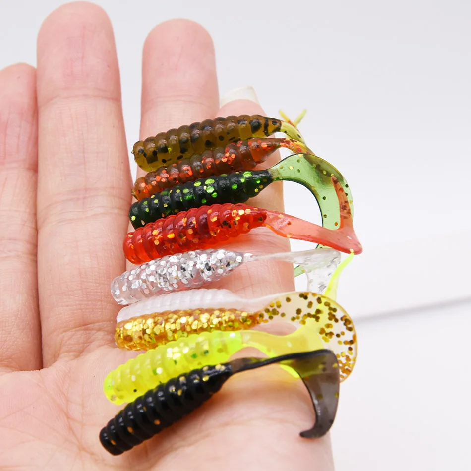 JYJ 5pcs/bag 1g jig hook with 4cm fishing grub worm maggot soft small lure bait artificail fishing tackle for perch crappie bass