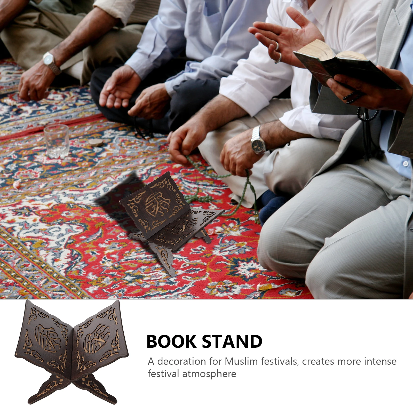 

Wooden Holder Stand For Quran Bookshelf Muslim Prayer Ornament Carved Book Stand Wood Decorative Gift Vintage Style Islamic Book