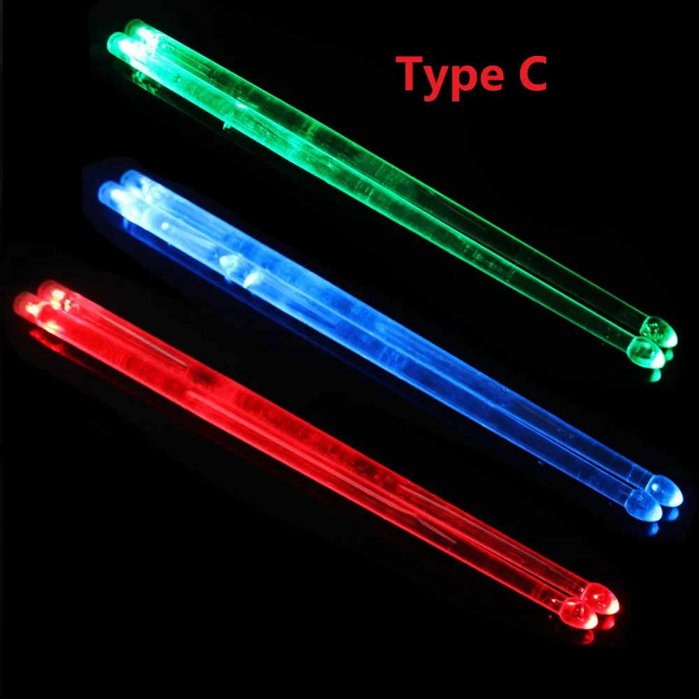 Stik drum cahaya gradien 1/13/15 warna menyala LED baterai litium bawaan dengan sakelar stik drum keren profesional