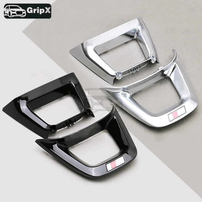 【Upgrade】Steering Wheel Logo Frame for Audi Q5L/Q7/Q8 2018-2023 - OEM Silver or Black Custom Trim, 3D Laser Etched Emblem
