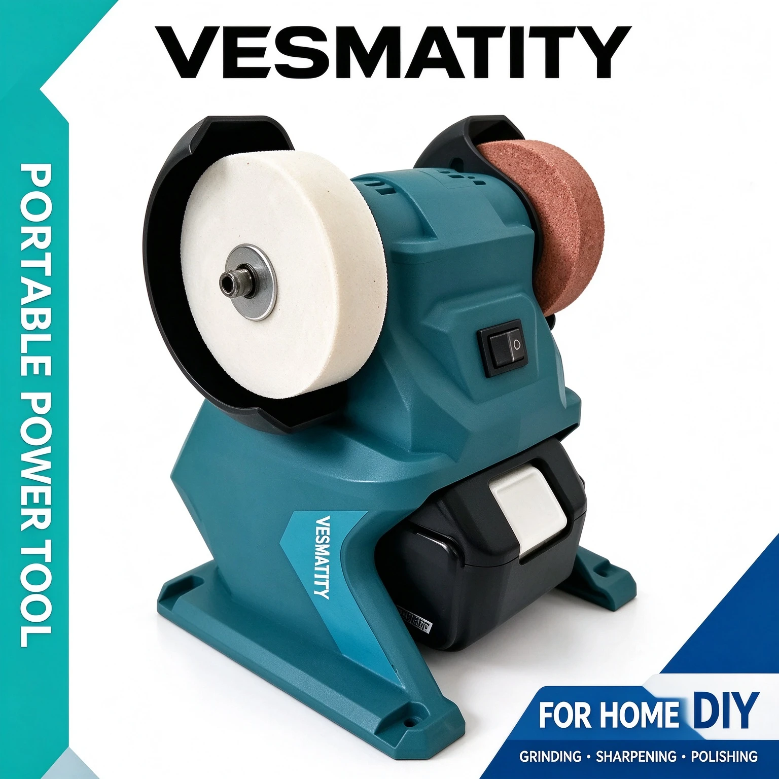 Bench Grinder, Dual Grinding Wheels for Metal Stone Polishing Knife Drill Bit Sharpening Household Workshop Grinding Machin