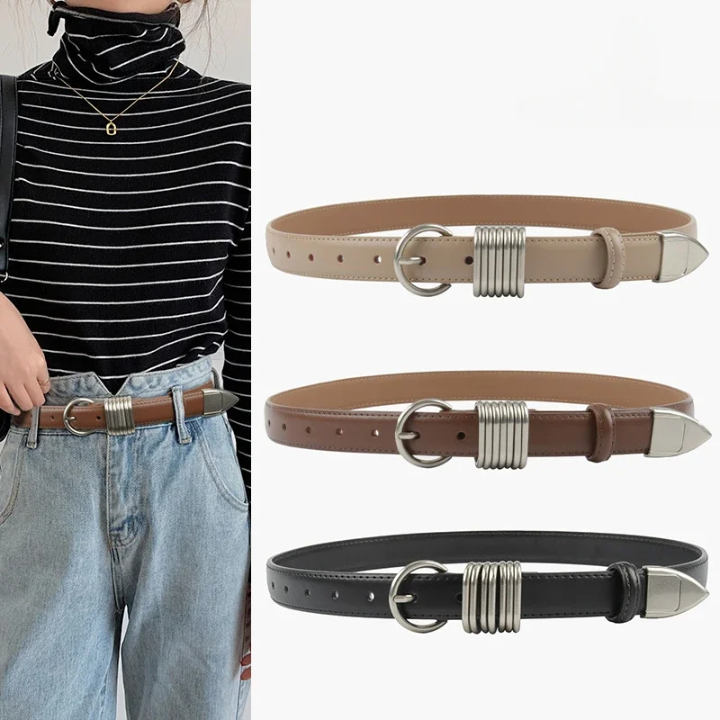 

Retro and Trendy Leather Belt with Leather and High-end Feel Women's Fashion Matching Jeans Casual Pants Decorative Belt