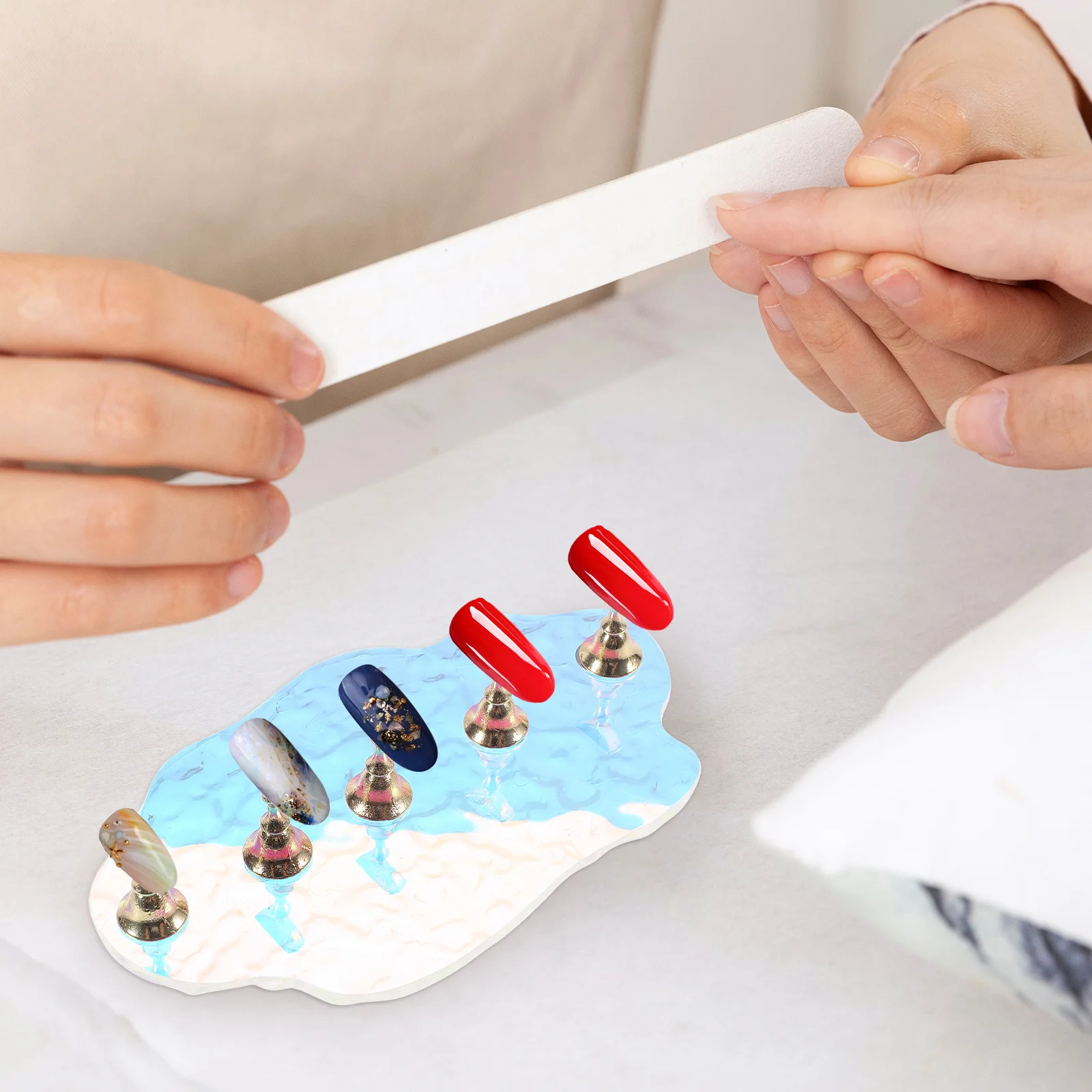 

Nail Display Acrylic Base Multicolor Press On Faux Nails St Press On Nails Holder Practice Tips Tool Fake Faux