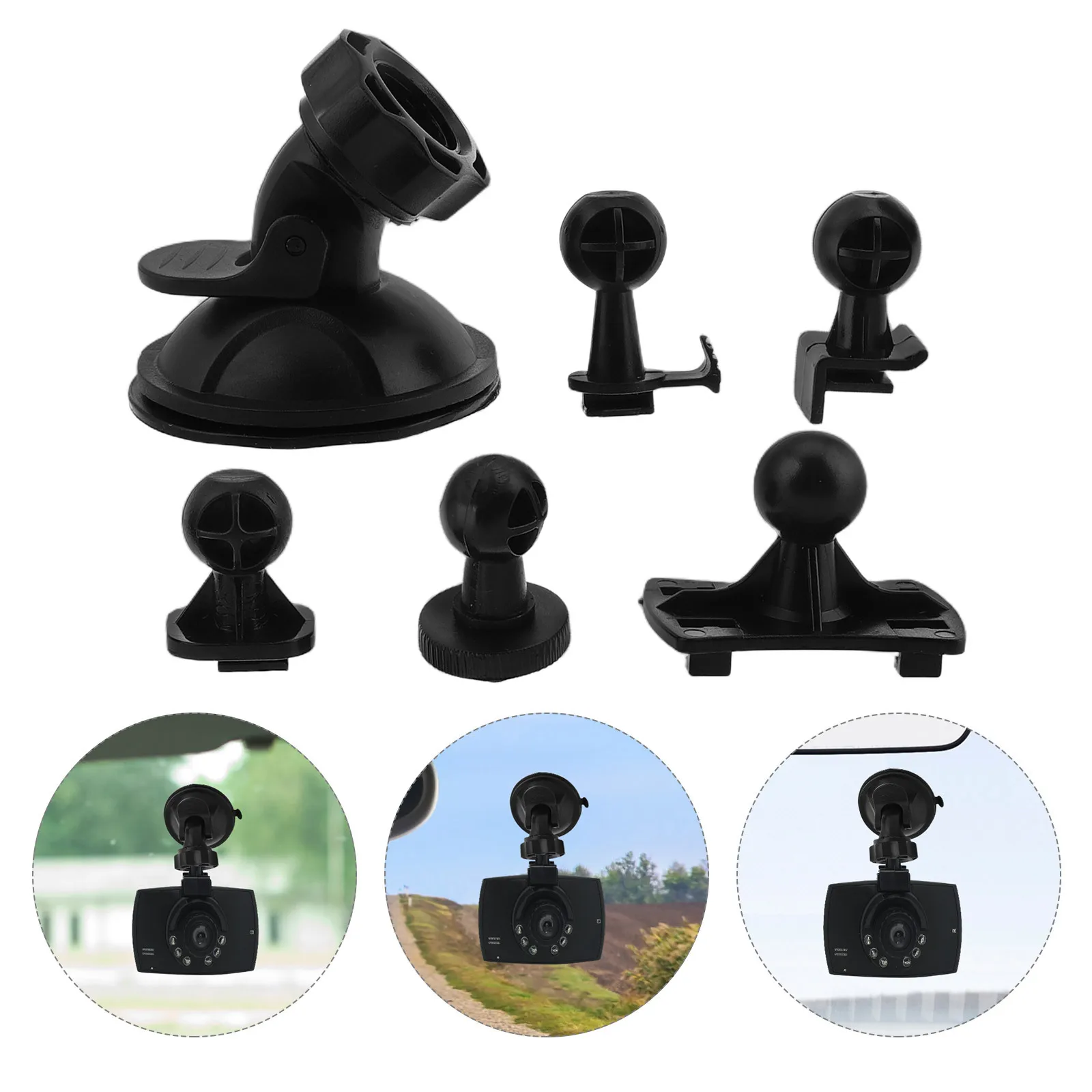 

6pcs Driving Recorder L-Shaped Suction Cup Mount Screw Buckle Universal Holder Windshield Dashboard Pvc Material Easy Install