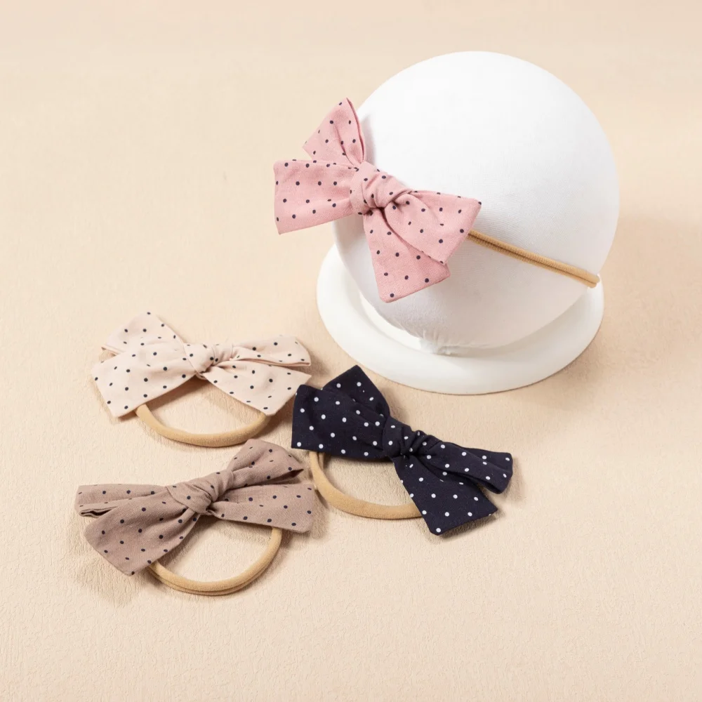 

4Pcs/Set Dot Printed Bowknot Headbands Bows Elastic Hair Bands for Baby Fashion Elegant Hair band Set Headwear Hair Accessories