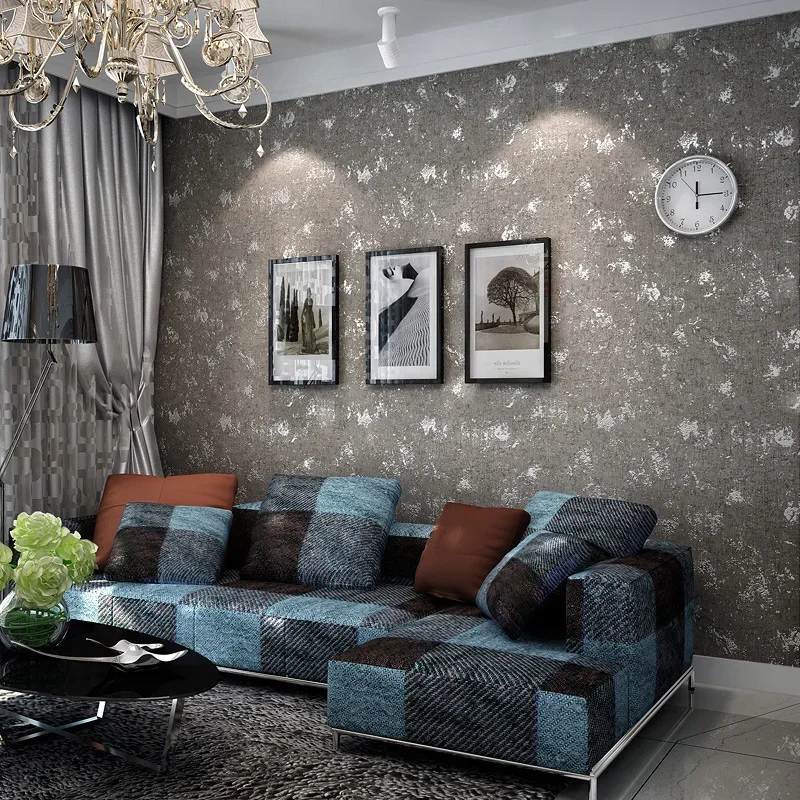 beibehang Imitation concrete wall Modern Plain Solid Abstract Stripes Metallic Texture Vinyl Wallpaper For Walls Roll flooring
