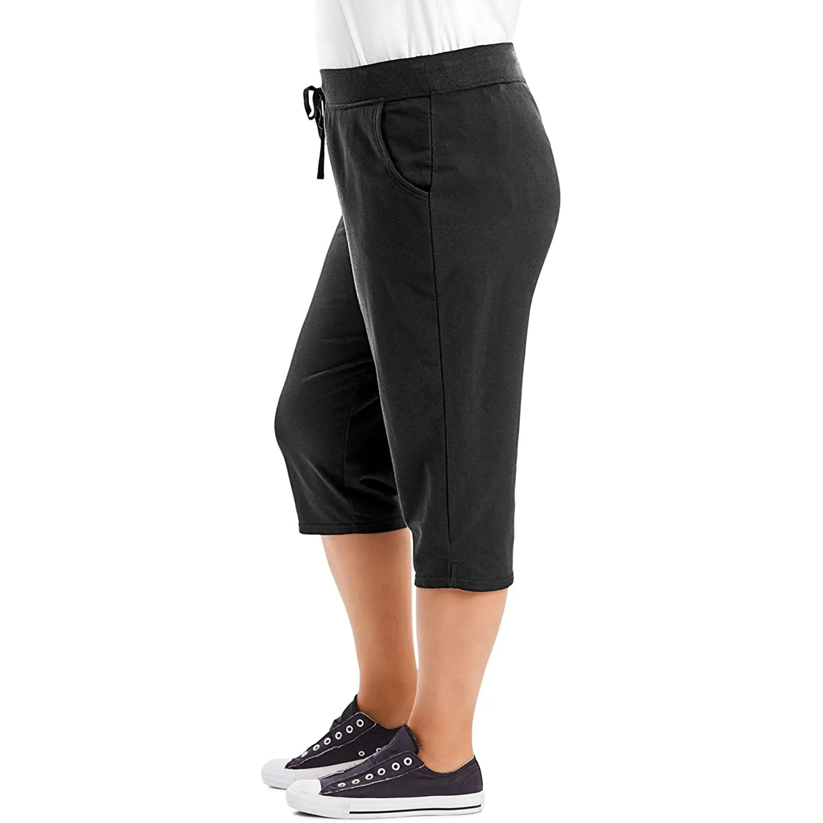 Spodnie damskie Plus Size Stretch przycięte spodnie do jogi spodnie dresowe