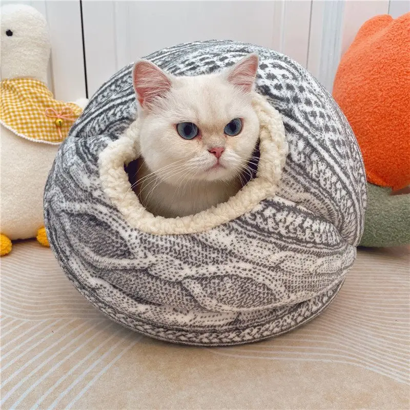 

Winter Warm Lamb Hair Closed Warm Planet Pet Nest Cat House Windproof Breathable Soft Comfortable Plush Cat Bed Small Dog Bed