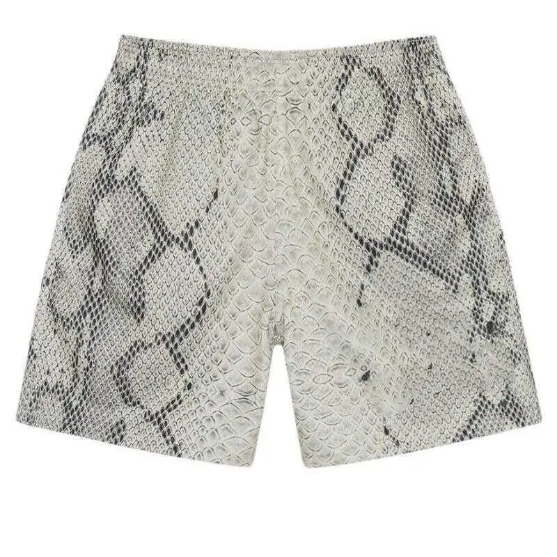 Oversized Men's Over The Knee Snake Patterned Shorts Men's New Loose Casual Summer