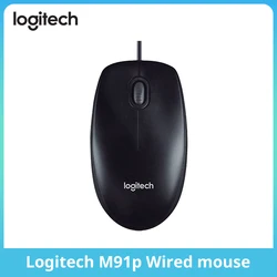 2024 Top oryginalny Logitech M91P przewodowa mysz biuro domowe komputer Notebook Plug and Play USB przewodowa mysz M90