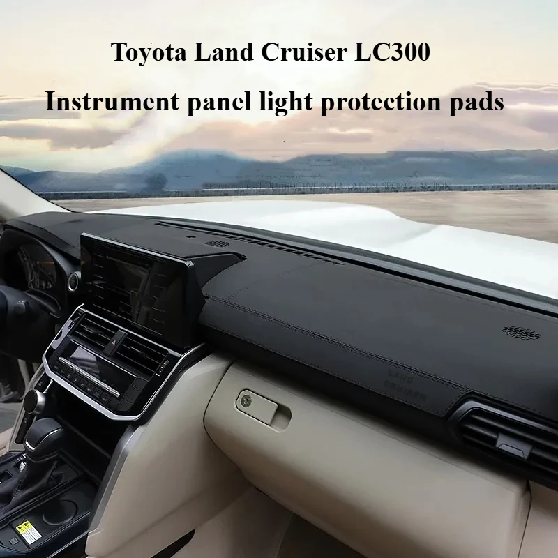 For Toyota Land Cruiser LC300 2022 2023 Car Dashboard Covered Frost Leather Sun Cover UV Anti Slip Protective Pad