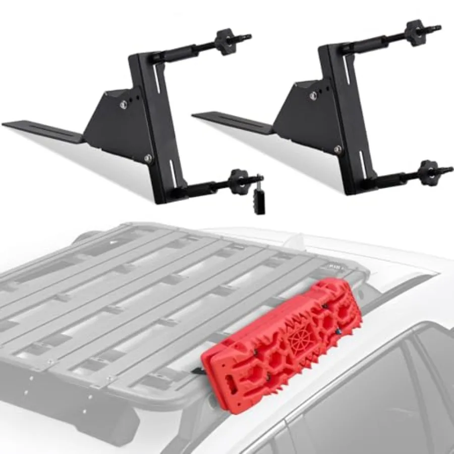 

Universal Traction Boards Mount Bracket Side Mount for Roof Platform Rack with Lock for Overland Vehicle Roof Platform Black Al