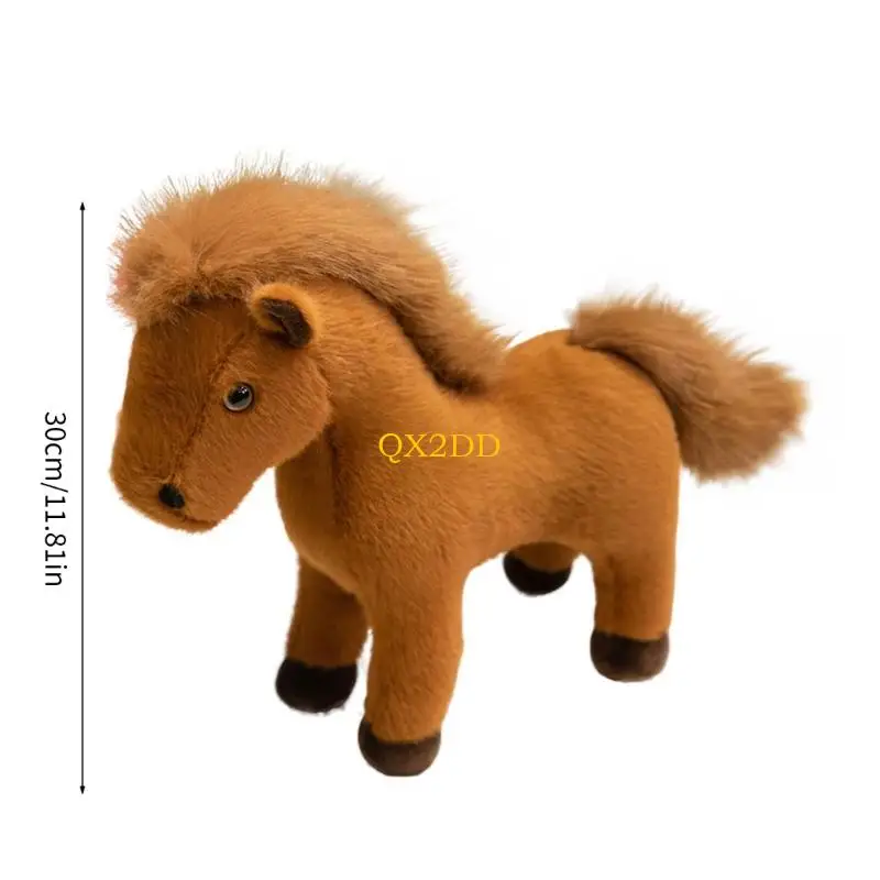 QX2D Horse Year Plush Animal Horse Auspicious Symbol Soft Stuffed Animals Toy For Home Office Decoration And Good Luck Gift