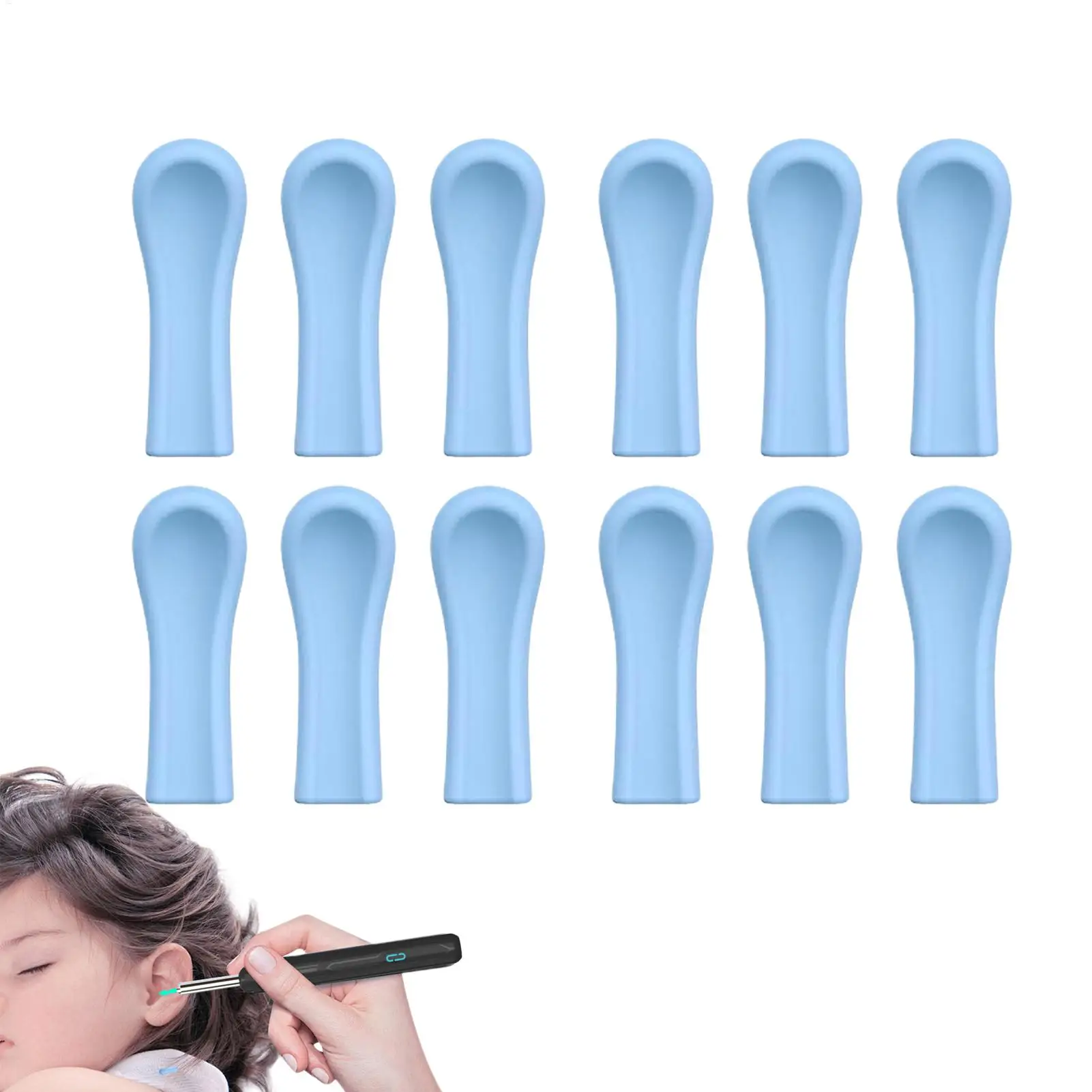 12pcs Silicone Ear Spoon Tips Ear Cleaner Wax Removal Replacement Heads Reusable Ear Camera Accessory For Most Visual Ear Scoop