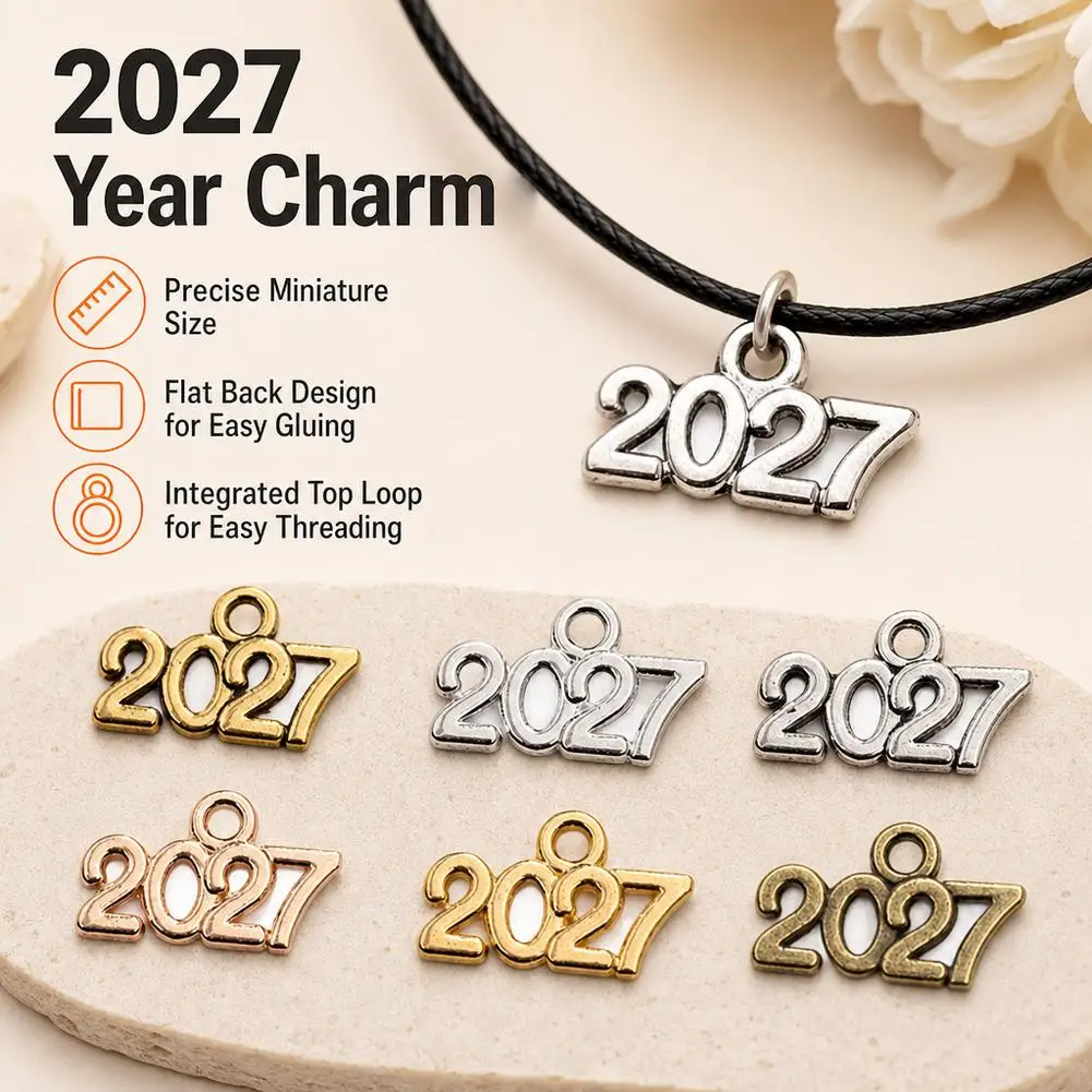 6 Colors Alloy Metal Classic Number 2027 Year Charms Fit Souvenir Handmade Jewelry Accessories Making 9x14mm 7pc Digital Pendant