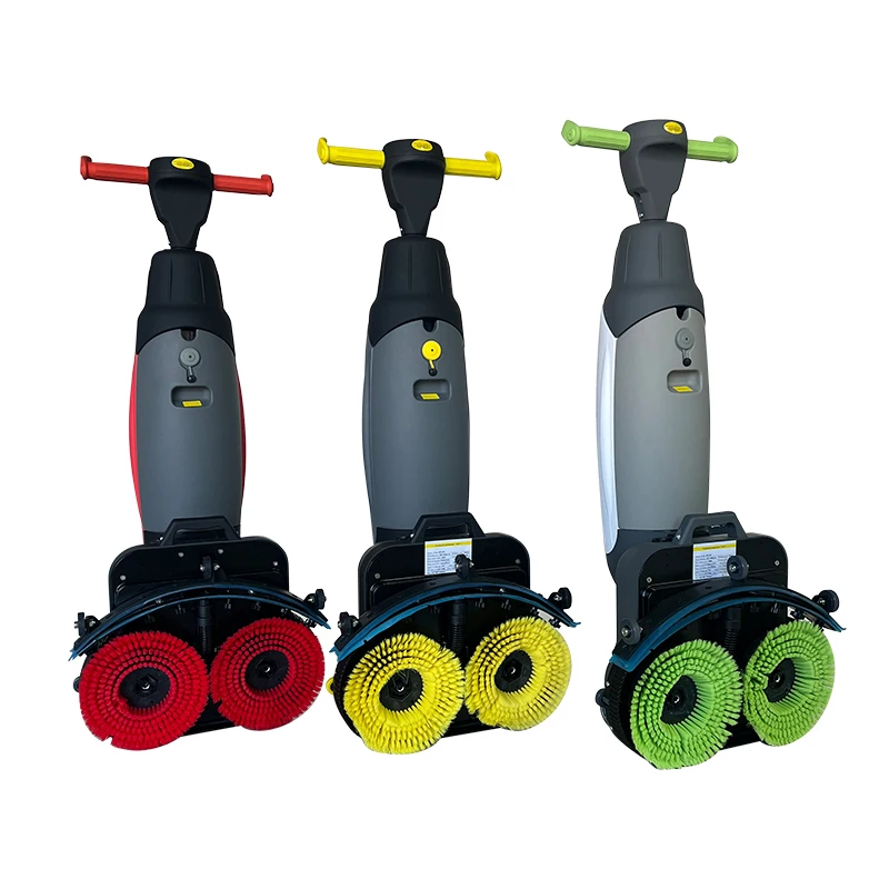 Mini piccola lavapavimenti a batteria da 17 pollici Spinta a mano Camminata dietro l'asciugatrice per la pulizia dei pavimenti