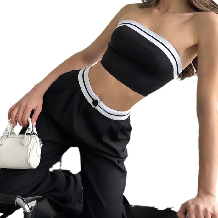 Sporty Crop Top Pants Set Elegant Tracksuit Women Tank Y2k Tops Pant Sets Two Pieces Set Sweatshirts Trousers Matching Sets