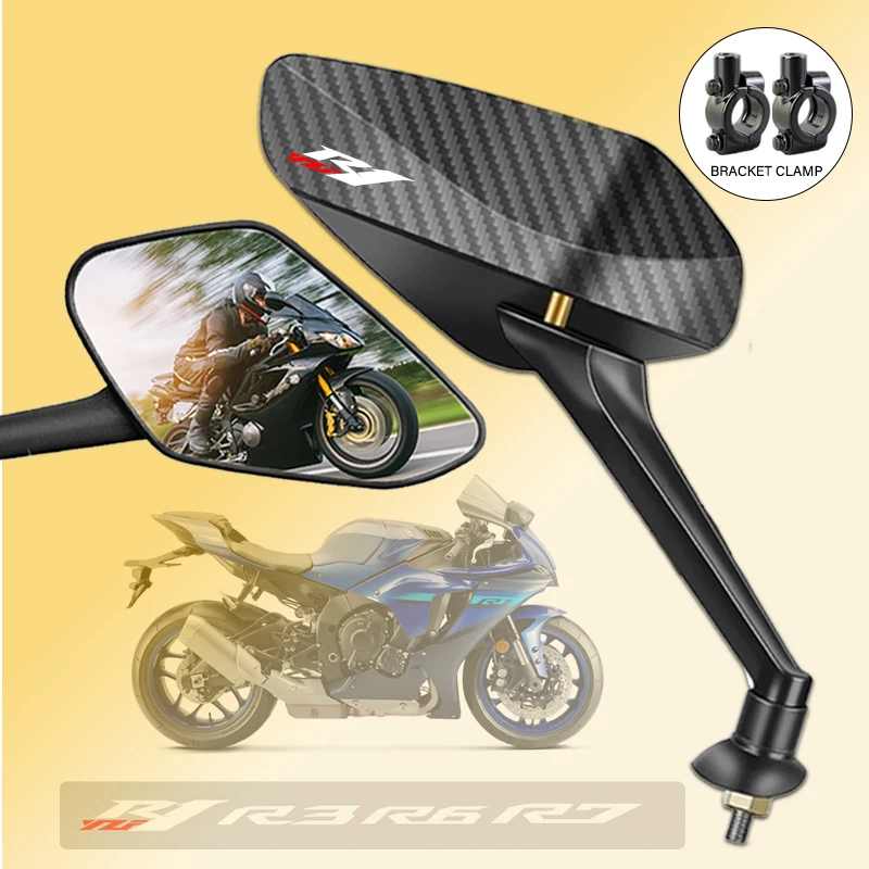 

For YAMAHA R7 YZF YZFR7 R6 R3 R1 R7 R15 R125 YZFR6 Upgrade ECE CCC Certified Carbon Fiber Motorcycle Adjustable Rearview Mirror