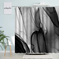 Abstract Marble Shower Curtains Creative Geometric Black Line Grey Ombre Bath Curtain Modern Print Cloth Home Bathroom Decor Set