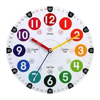Reloj de pared para enseñanza de niños, reloj analógico silencioso para niños, maestro, hogar