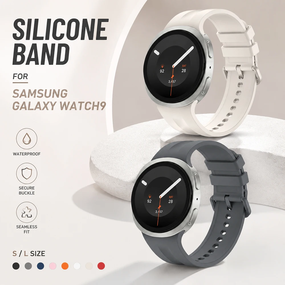 Soft Waterproof Silicone Sport Band for Samsung Galaxy Watch 9 New Original Style Replacement Strap Versatile Basic Bracelet