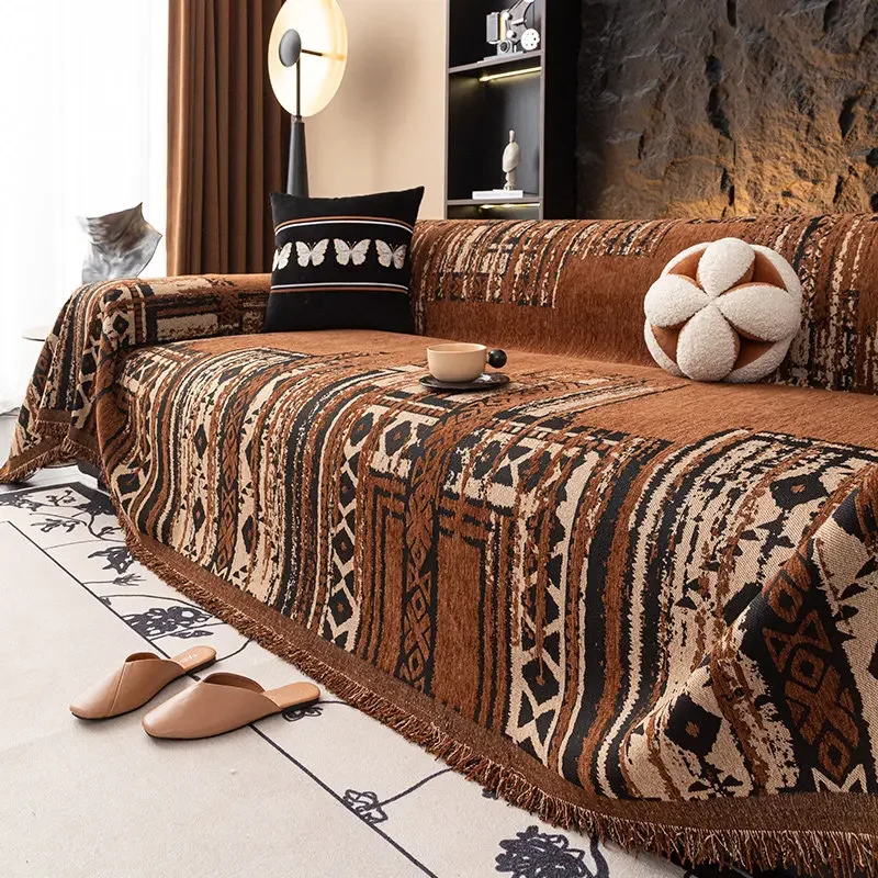 Vintage Boho Full Coverage Sofa Throw Blanket All Season Universal Sofa Slipcover Protector Home Decor Textile Supplies For Livi