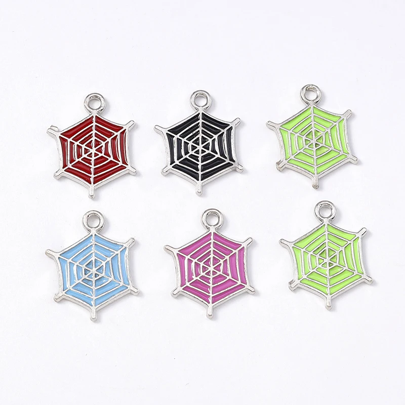 

Duarte 20Pcs/Lot Cute Enamel Halloween Spider Web Charms Pendants for Making DIY Earrings Necklaces Bracelets Jewelry Findings