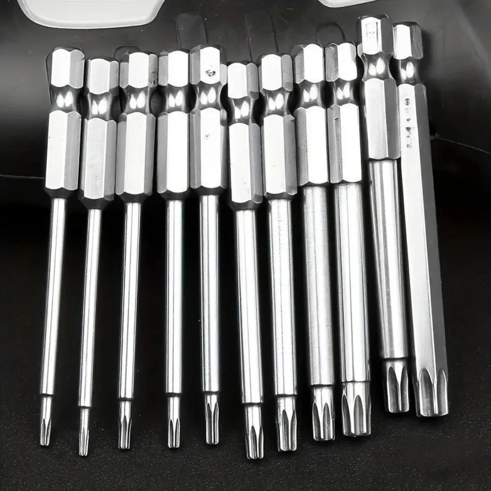 

11Pcs precision star plum bit set, , 75mm long, with hexagonal socket, for vehicle and electrical maintenance