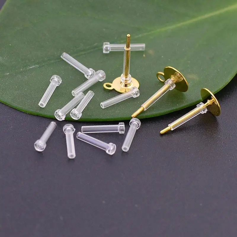 10pcs Prevent Allergy Resin Transparent Ear Cannula Earring Sleeve For DIY Ear Jewelry Accessories