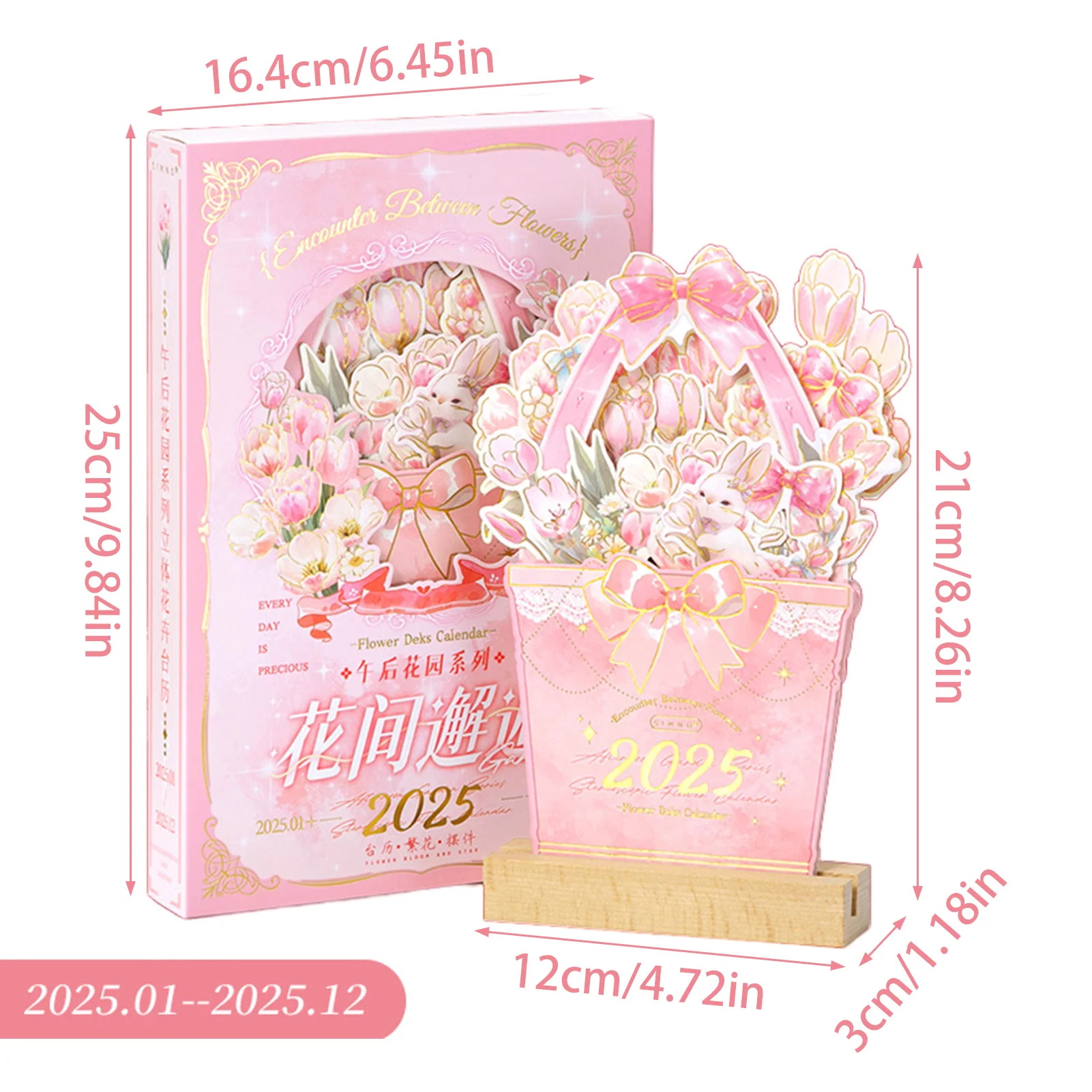 Calendario da tavolo con fiori 2025 Calendario da tavolo a forma di vaso affascinante adatto per regali di compleanno Regali di Capodanno