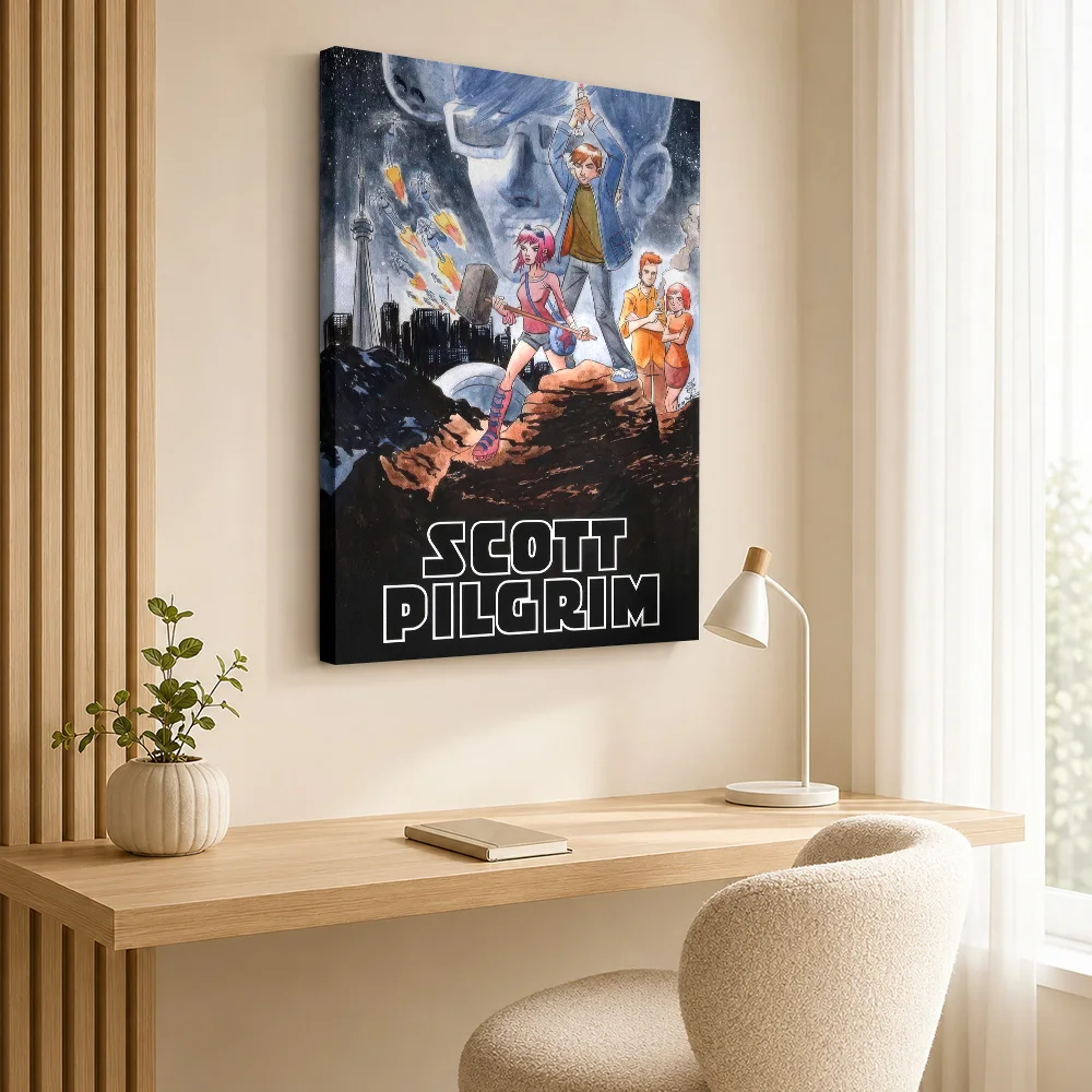Scott Pilgrim Comic Book Cover Art Canvas Print Poster Personalized Photo Gaming Anime Wall Paintings Decoration for Game Room