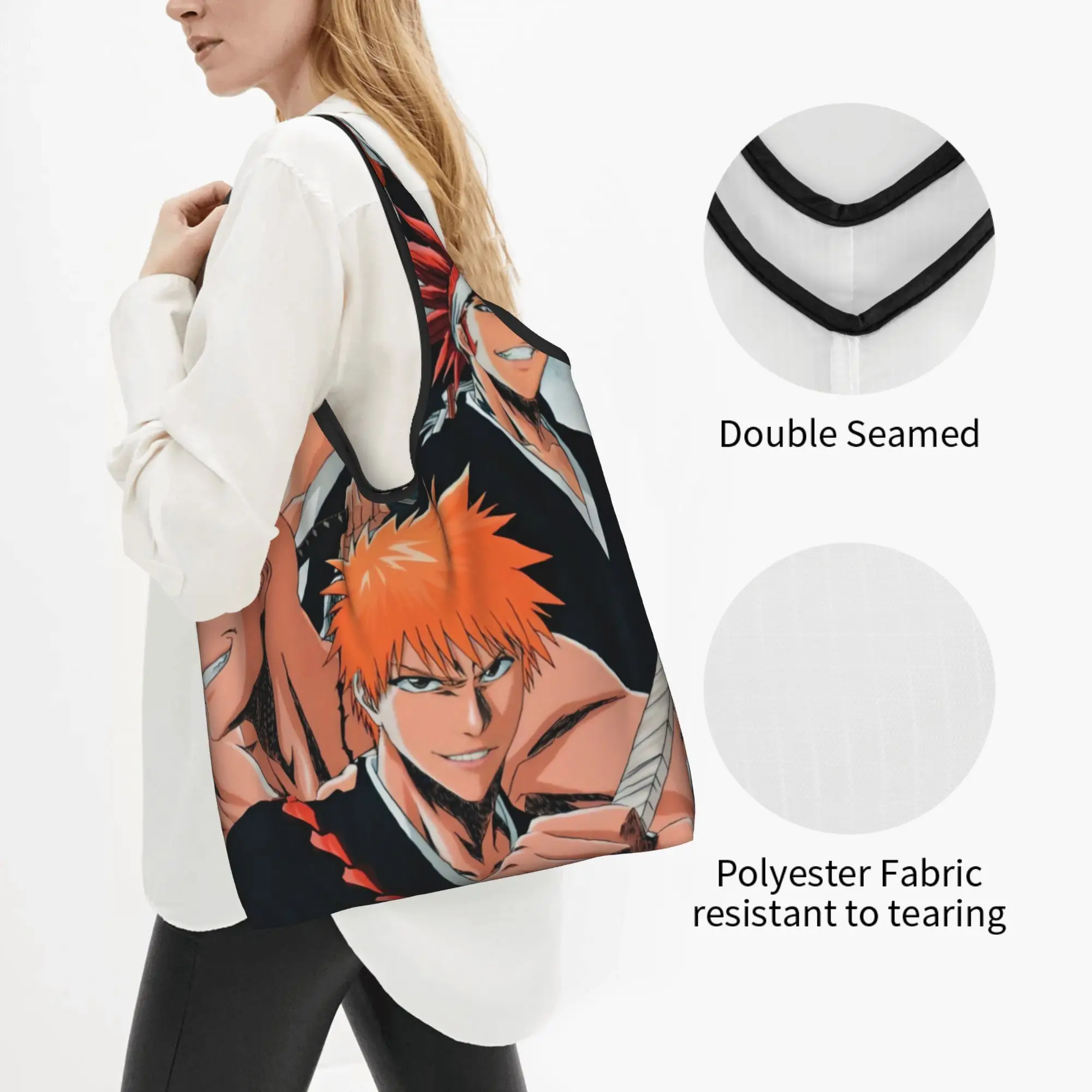 Funny Printing B-Bleaches Movie Epic Dynamic Tote Shopping Bag Portable Shopper Shoulder Classic Handbag