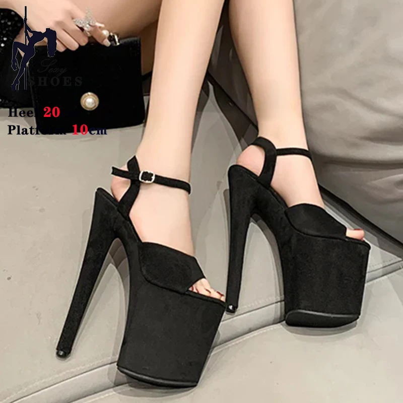 

8 Inches Dress Platform Sandals New Sexy Fetish Peep Toe Pole Dance Shoes 20cm Women Stripper Models Show Nightclub Exotic Bride
