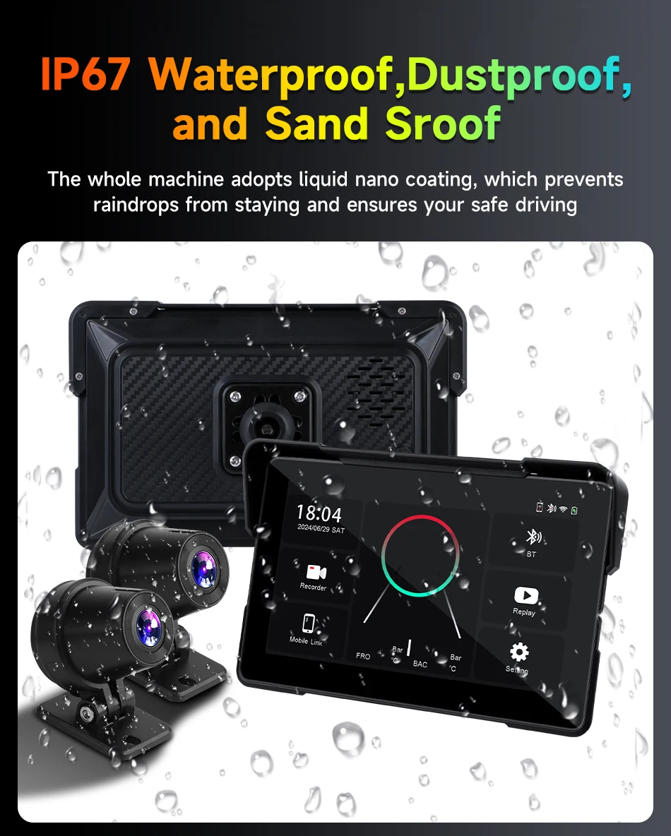 5/7 zoll IPX7 Wasserdichte Motorrad Tragbare Navigation GPS Motorrad Drahtlose Carplay Android Auto Moto Display Screen Monitor – Detail 19