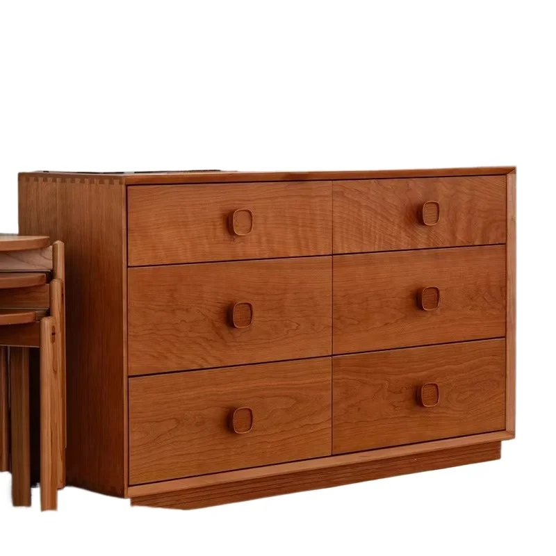 Cherry wood side cabinet, multi-function, with drawers, storage chest